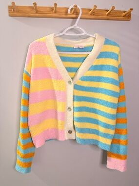 Cozy Multicolor Stripe V-Neck Cardigan Sweater